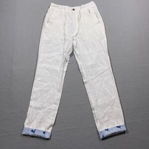 Southern Saint Linen Trousers Women XS Straight White Coastal Beach Pants Casual